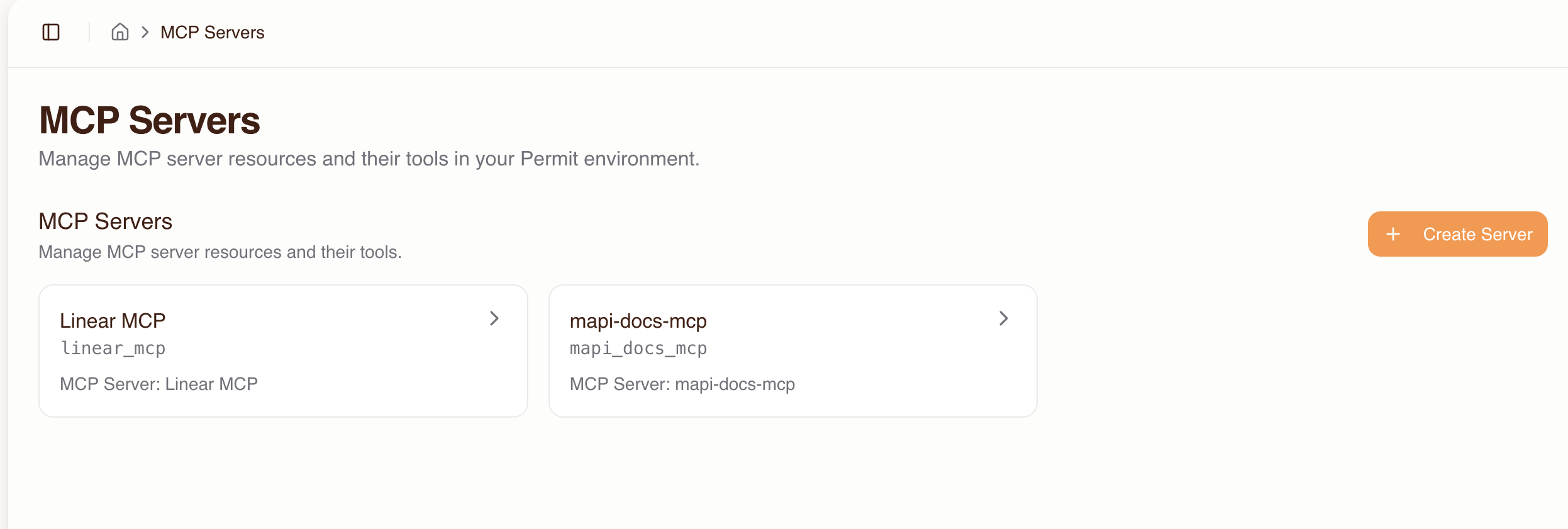 MCP Servers page